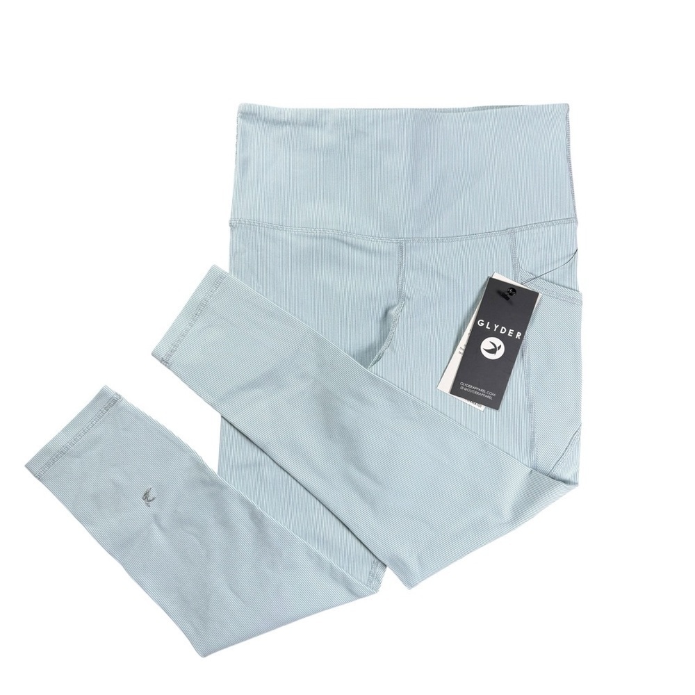 Glyder NWT Beam 7/8 Mini Stripe Mint Leggings Size Small